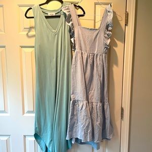 Set of two blue summer midi dresses